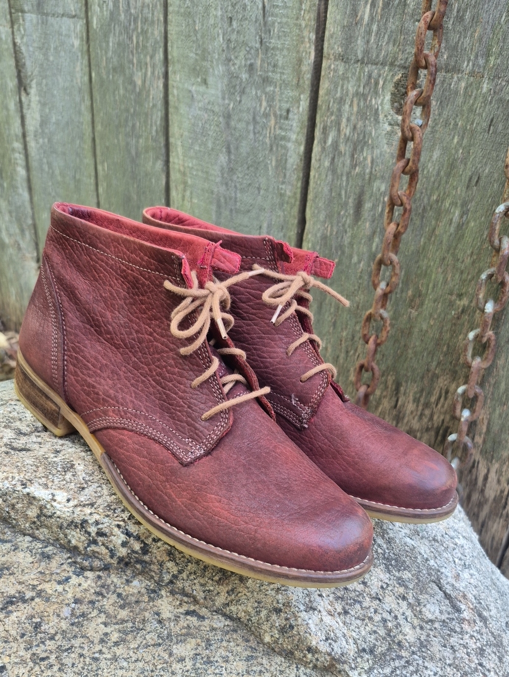 Josef Seibel Women's Burgundy Leather Ankle Booties